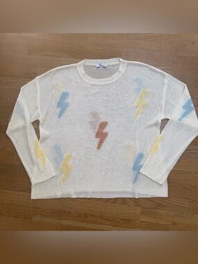 Seek the label Light Cream Lightning Bolt Knit Sweater fun Crewneck M